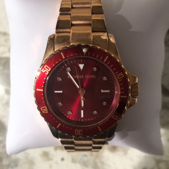 Michael Kors Maroon & Rose Gold petite watch - Picture 2 of 3